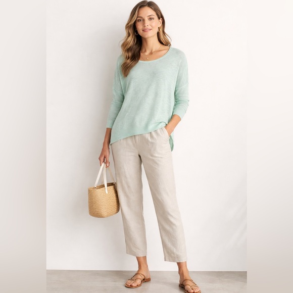 NWT Eileen Fisher organic linen/cotton round neck knit boxy top Sz L | $198 - Picture 8 of 13